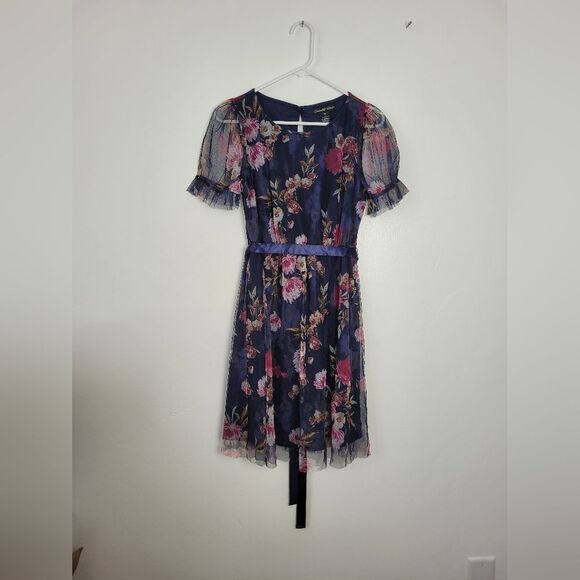 Candalite Petite Medium Floral Dress Purple Blue Dance Formal Fairy Bloomcore - Picture 7 of 11